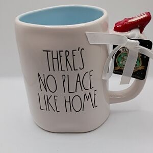 Rae Dunn White Mug with Blue Interior and Red Shoe Accent